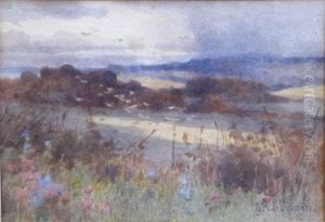 Near Portscatho, Cornwall. by Georgina M. Steple De L'Aubiniere