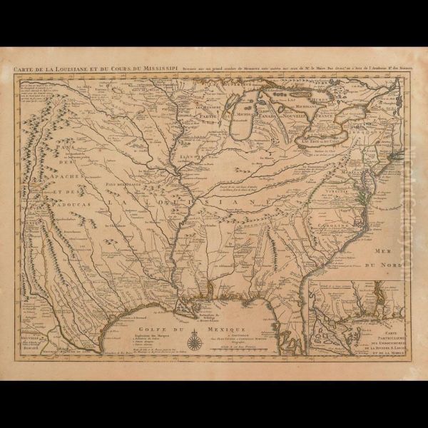 Carte De La Louisiane Et Du Course Du Mississipi. Dressee Sur Ungrand Nombre De Memoires Entr""""autres Sur Ceux De Mr. Lemaire - view 1