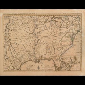 Carte De La Louisiane Et Du Course Du Mississipi. Dressee Sur Ungrand Nombre De Memoires Entr""""autres Sur Ceux De Mr. Lemaire by Guillaume De L'Isle