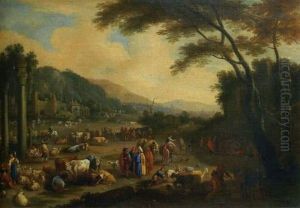 Scene De Marche by Martinus De La Court