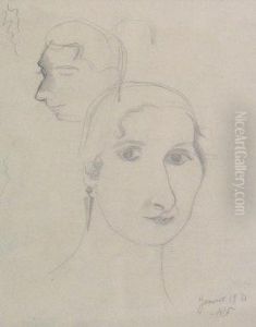 Portrait Head Studies by Roger de La Fresnaye