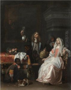 An Elegant Company In An Interior by Regnier de La Haye
