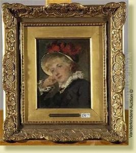 Elegante Au Chapeau Fleuri by Jean De La Hoese