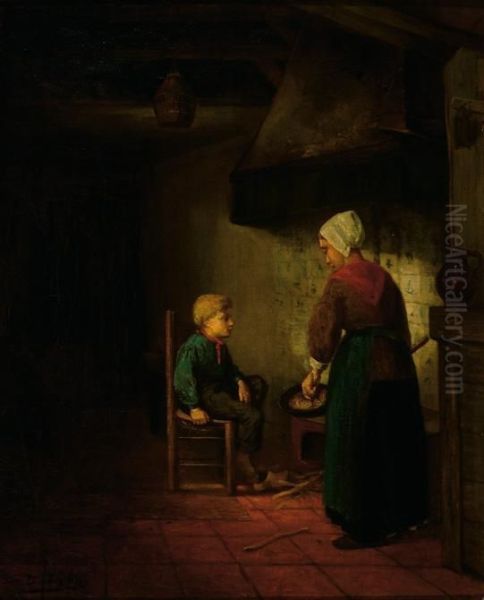 Mother And Child In A Farm Interior - view 1