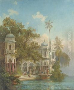 Indian Figures Watching Dancing On A Palace Terrace, Lakepushkar