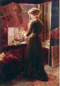 Femme Au Bouquet De Fleurs by Emile Pierre B. De La Montagne