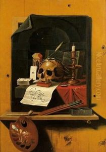 Vanite Au Trompe L'oeil Et A La Palette D'artiste