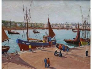 Scene De Port A Audierne by Adele De La Porte