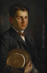 Portratt Forestallande Gosse Med Hatt by Fabian De La Rosa