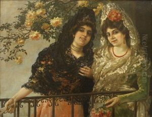 Sevillanas En Un Balcon by Manuel De La Rosa