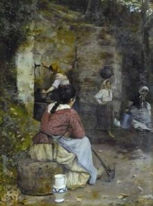 Femme A La Fontaine by Rafael De La Torre Estefania
