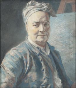Portrait Of Louis De Silvestre The Younger by Maurice Quentin de La Tour