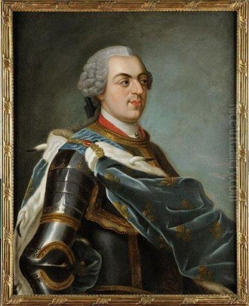 Portrait En Buste Du Roi Louis Xv Encuirasse Et Grand Manteau, Portant Le Grand Cordon De L'ordre Dusaint Esprit - view 1