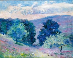 Le Vallon Au Printemps Huile Sur Toile by Emmanuel De La Villeon