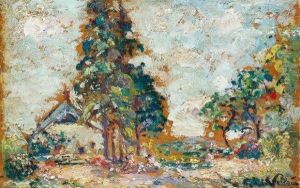 Paysage by Emmanuel Victor Auguste Marie De La Villeon