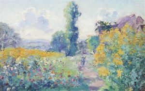 Gerbes D'or Et Dahlias by Emmanuel Victor Auguste Marie De La Villeon