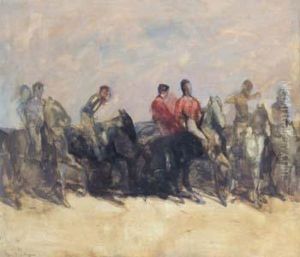 La Boulaye , French, Horses And Riders,signed by Paul De Laboulaye