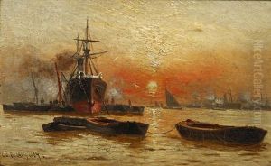 Sunset, River Thames by Charles John de Lacy
