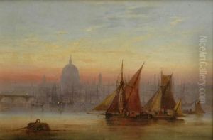 The Pool Of London With St Pauls by Charles John de Lacy