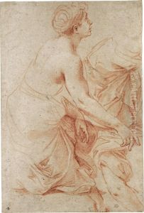 A Kneeling Female Figure Facing Right And A Separatestudy Of Her Drapery And Right Arm by Charles de Lafosse
