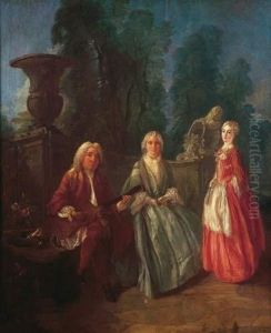 Lajoue : Portrait De Famille Dans Un Parc by Jacques de Lajoue