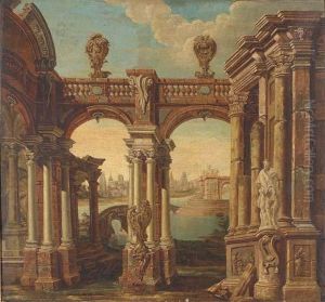 A Capriccio Of Classical Buildings With A Lake And A Townbeyond