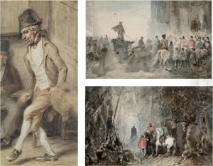 An Encouter In The Forest; And A Procession Leading To A Church by Charles Philippe-A. De Lariviere