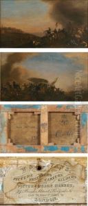 Chocs De Cavalerie Deux Huiles Sur Toile Formant Pendant