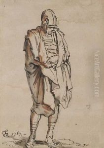 Study Of A Standing Soldier Wrapped In A Cloak