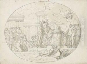 Scene De Sacrifice Antique by Philibert Benoit De Larue