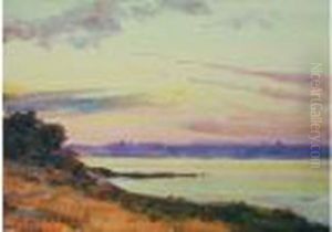 Bord De Cote Au Soleil Couchant by Gustave De Launay