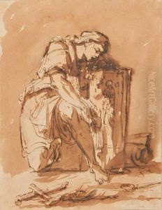 Femme Eploree Au Pied D'un Prie-dieu