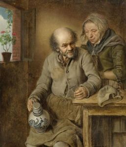 Rural Interior With Married Couple by Adriaan de Lelie