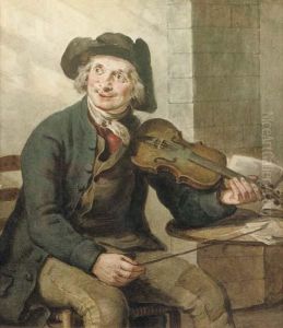 A Violin Player by Jan Adriaen Antonie De Lelie