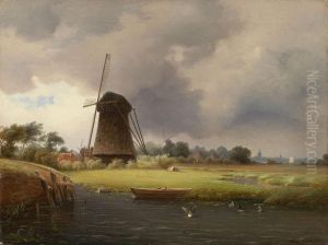 Landschaft Bei Delft by Friedrich August De Leuw