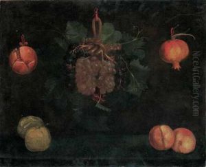 Natura Morta Con Grappolo D'uva, Cipolla, Melagrana,
Pesche E Mele by Alejandro De Loarte