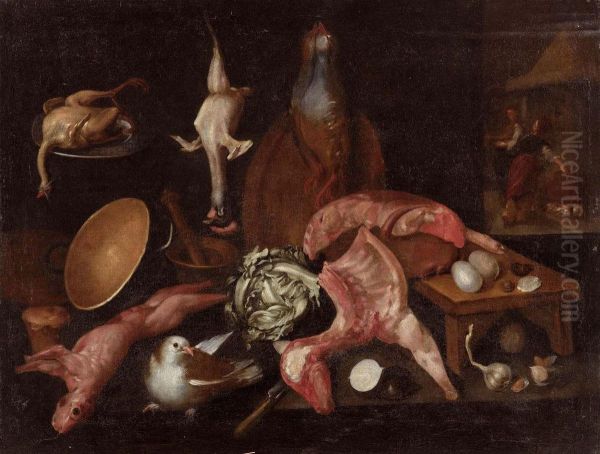 Natura Morta Con Scena Di Cucina - view 1