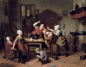 Les Joureurs De Cartes by Basile De Loose
