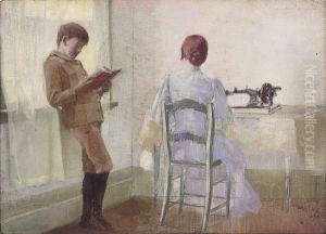 Study Of The Artist's Wife And Son Signed And Indistinctly Dedicated 'a Ma Premiere Eleve ... Study Of The Artist's Wife And Son Signed And Indistinctly Dedicated 'a Ma Premiere Eleve ...
