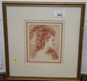 Study Of A Lady Wearing Crown And Feathers
