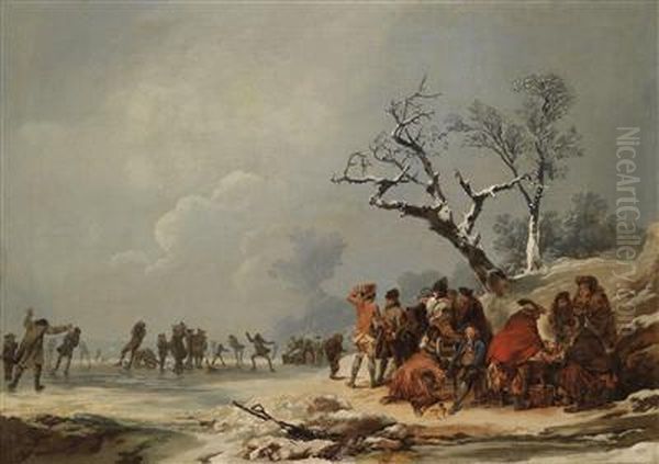 A Winter Landscape With Ice Skaters - view 1
