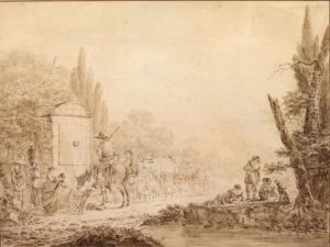 Fontaine Avec Lavandieres, Bergers Et Leur Troupeau