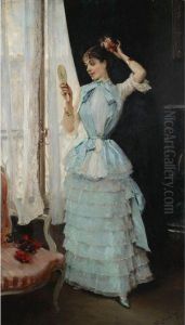 Aline Con Tocado De Flores (aline At Her Toilette) by Raimundo de Madrazo y Garreta