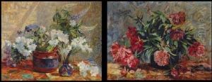 Natures Mortes Aux Fleurs by Edmond De Maertelaere