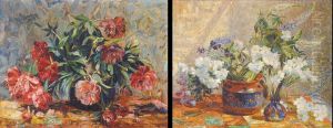 Bloemenstillevens by Edmond De Maertelaere