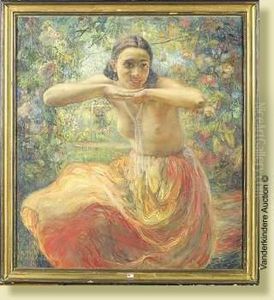 Danseuse Orientale Au Jardin by Edmond De Maertelaere