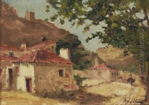 Paisagem Com Casas E Figura by Antonio Higino De Magalhaes Mendonca