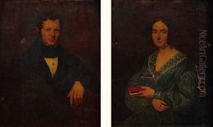 Portrait D'homme - Portrait De Femme by Alexis Joseph Louis De Malecy