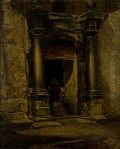 Figure Presso L""antico Portale by Mario De Maria
