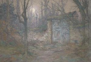Arbres Au Clair De Lune - Entree De Propriete by Etienne De Martenne